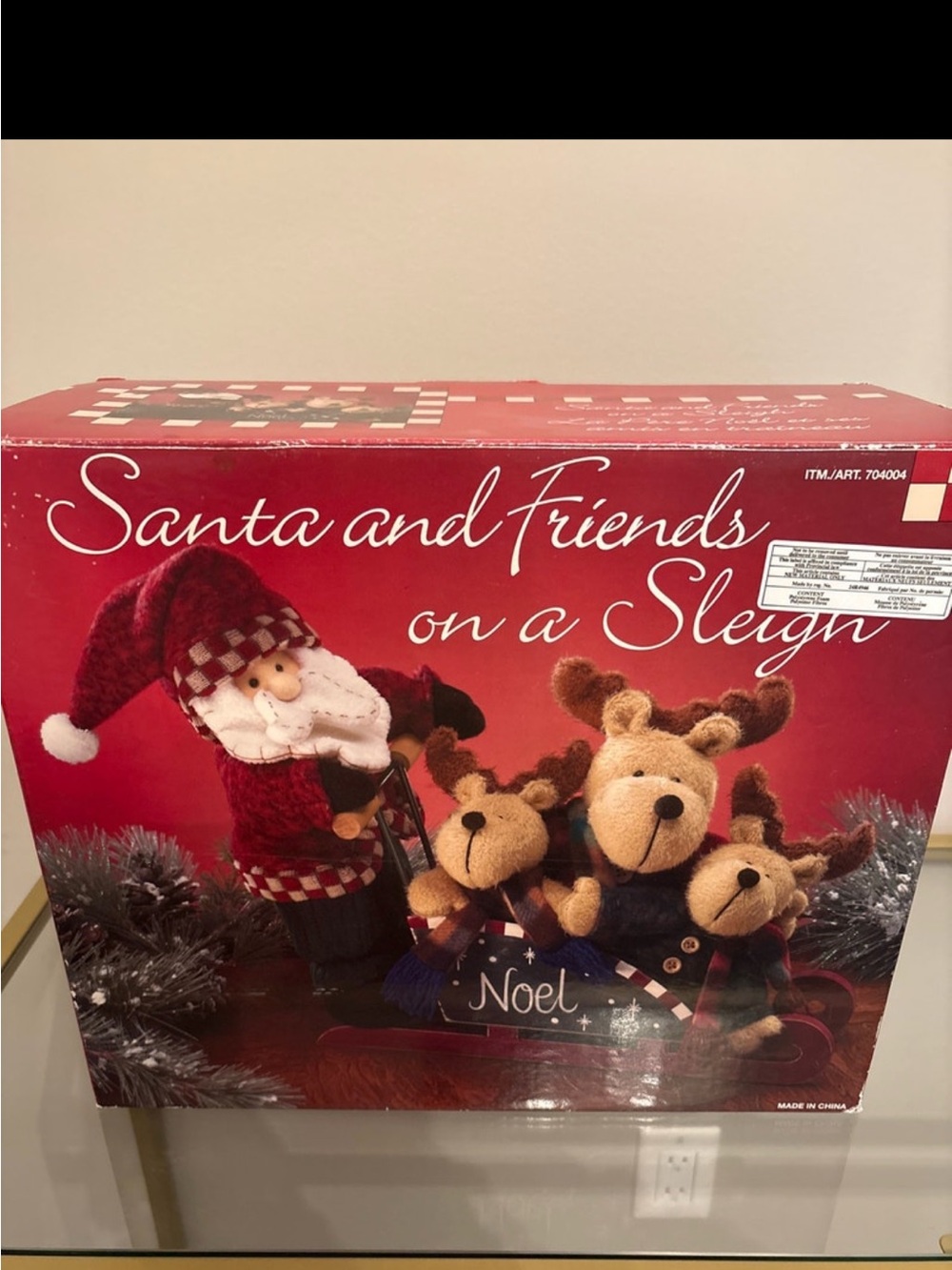 Santa and Friends on a Sleigh Plush Holiday Décor - Red